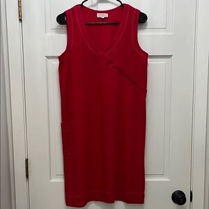 Basic Threads Linen Blend Cherry Red Sleeveless Mini Sheath Dress - Size Small
